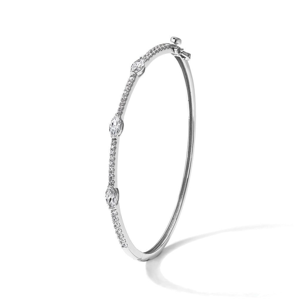 Lab-Grown Diamond Bangle Bracelet in 14K White Gold (1 5/8 ct. tw.), 6.8 Inch - Sophia Jewelers