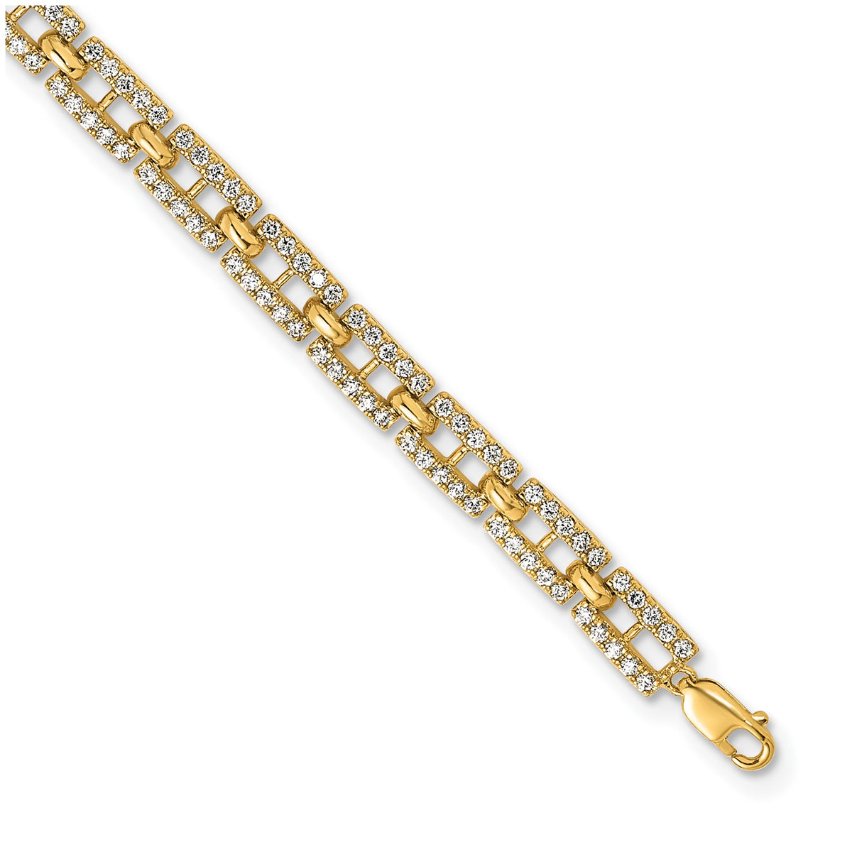 Lab-Grown Diamond Link Bracelet in 14K Yellow Gold (2 ct. tw.), 7 Inch - Sophia Jewelers Main image