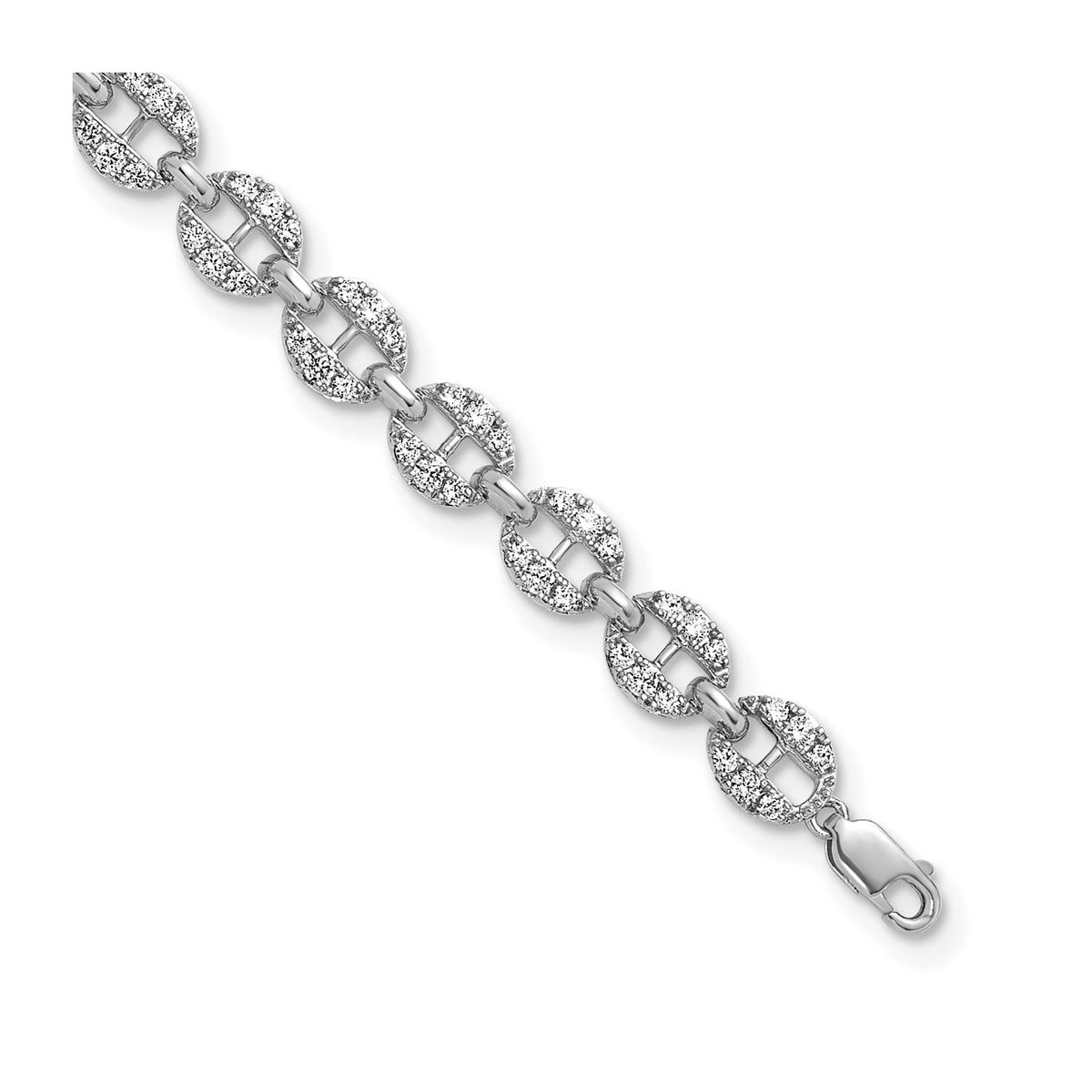 Lab-Grown Diamond Anchor Link Bracelet in 14K White Gold (1 7/8 ct. tw.), 7 Inch - Sophia Jewelers Main image