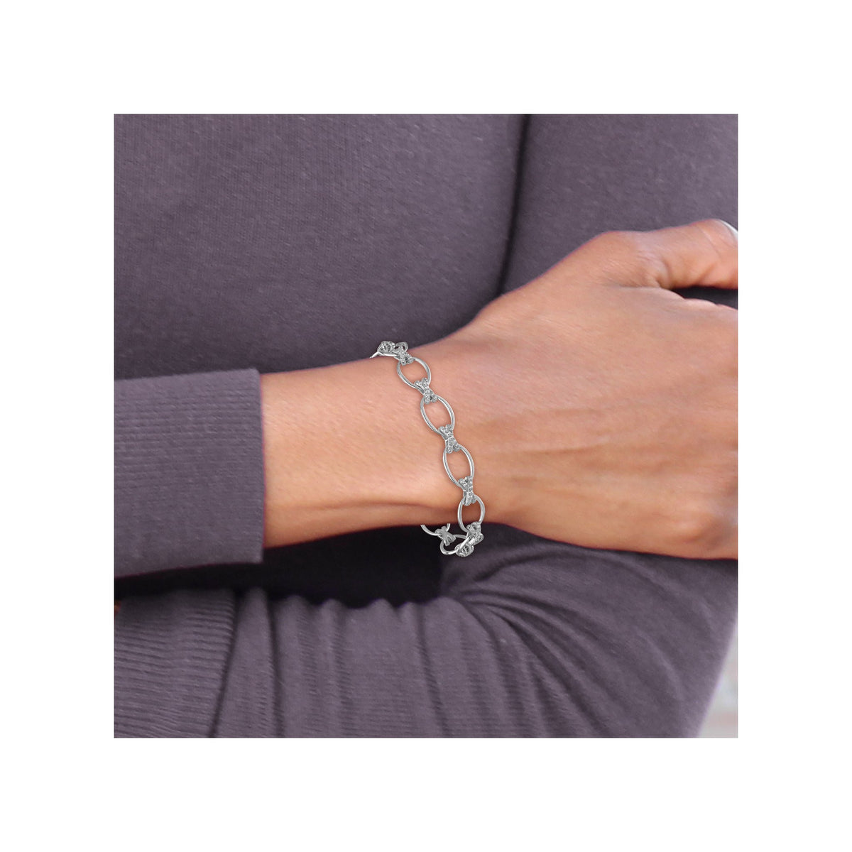 Lab-Grown Diamond Bracelet in 14K White Gold (1 1/6 ct. tw.), 7 Inch - Sophia Jewelers