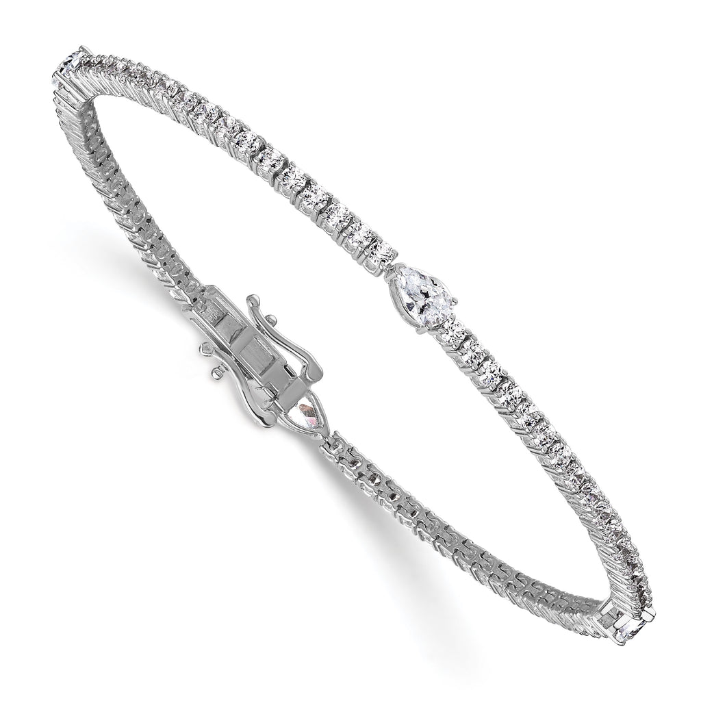 Pear Lab-Grown Diamond Center Bracelet in 14K White Gold (4 1/2 ct. tw.), 7 Inch - Sophia Jewelers