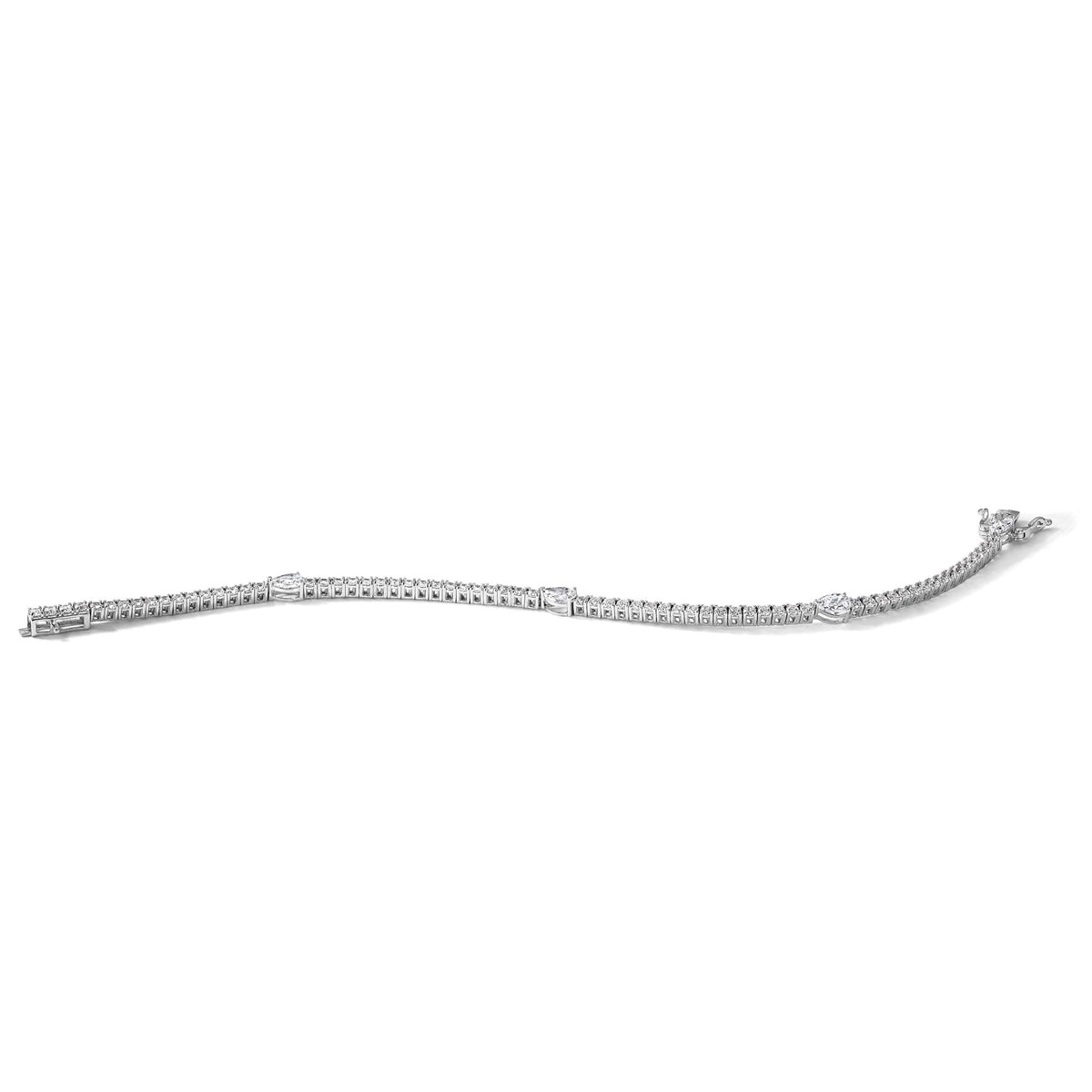 Pear Lab-Grown Diamond Center Bracelet in 14K White Gold (4 1/2 ct. tw.), 7 Inch - Sophia Jewelers