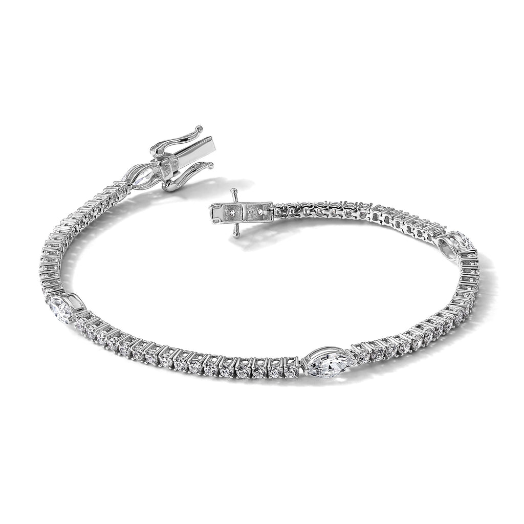 Marquise Lab-Grown Diamond Bracelet in 14K White Gold (3 5/8 ct. tw.), 7 Inch - Sophia Jewelers