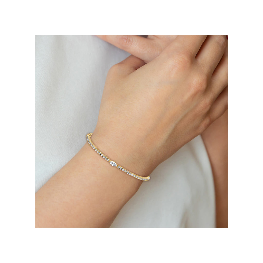 Marquise Lab-Grown Diamond Bracelet in 14K Yellow Gold (3 5/8 ct. tw.), 7 Inch - Sophia Jewelers