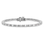 14k White Gold 4 7/8 carat Lab Grown Diamond VS+ F+ Complete Emerald and Round Tennis Bracelet - Sophia Jewelers