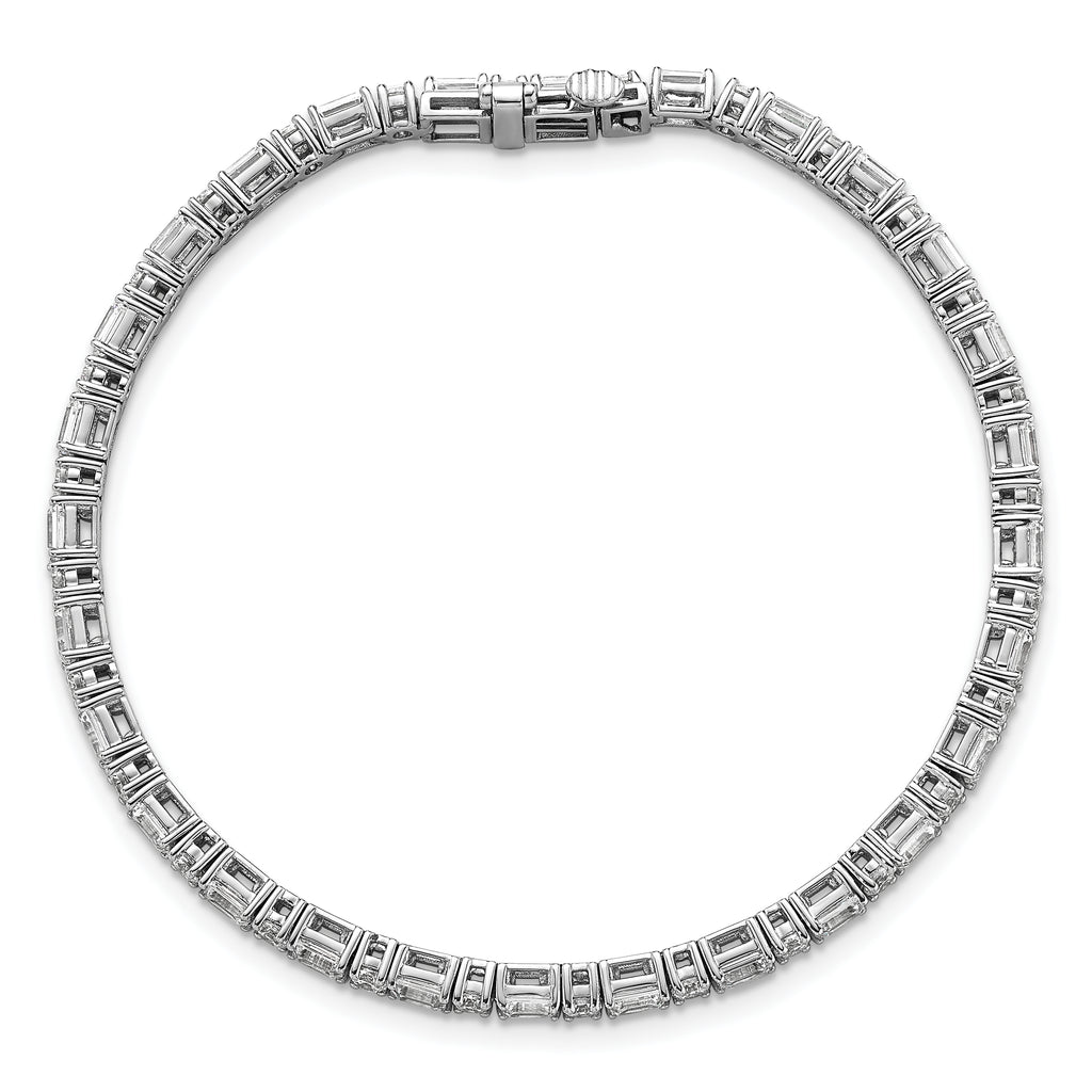 14k White Gold 4 7/8 carat Lab Grown Diamond VS/SI+ G+ Complete Emerald and Round Tennis Bracelet - Sophia Jewelers