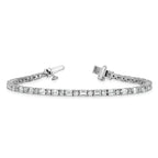 14k White Gold 5 carat Certified Lab Grown Diamond VS+ F+ Complete Emerald and Round Tennis Bracelet - Sophia Jewelers