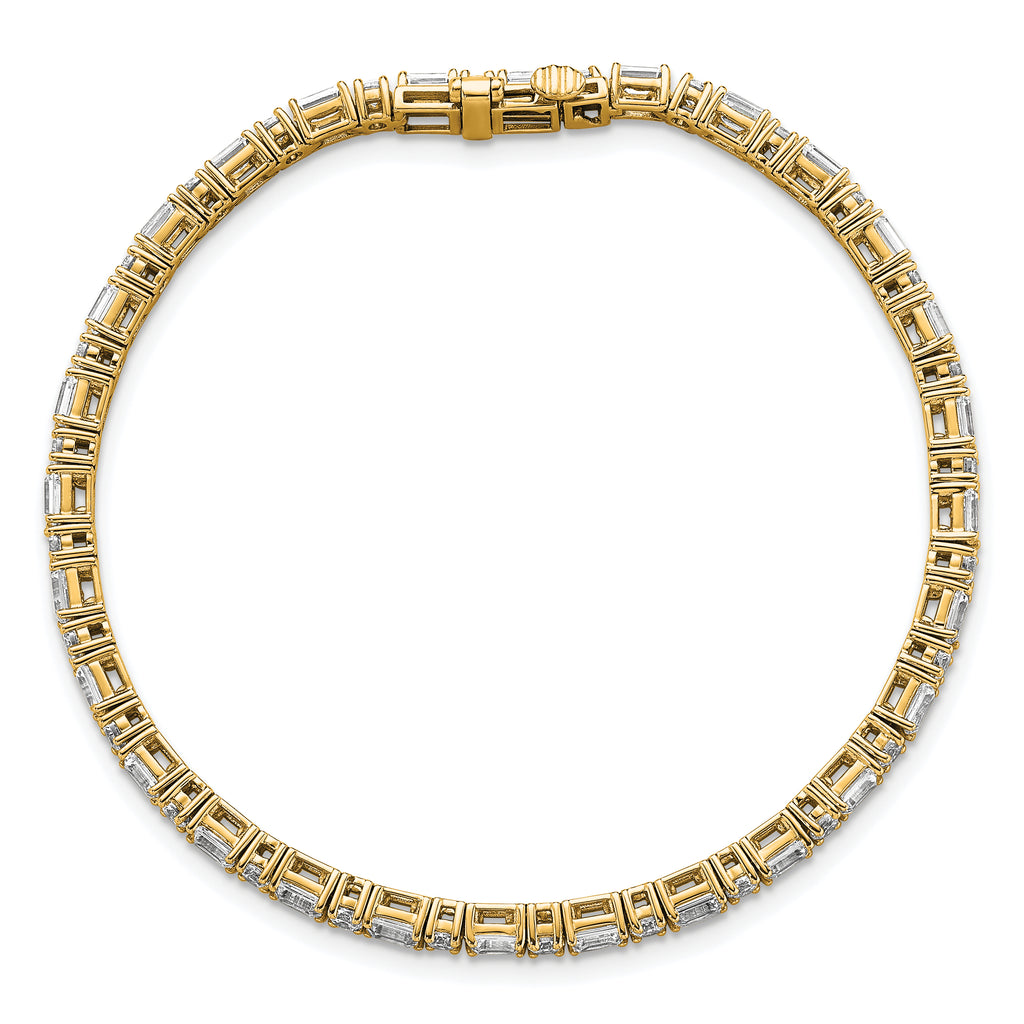14k 5 carat Certified Lab Grown Diamond VS+ F+ Complete Emerald and Round Tennis Bracelet, IGI Jewel - Sophia Jewelers