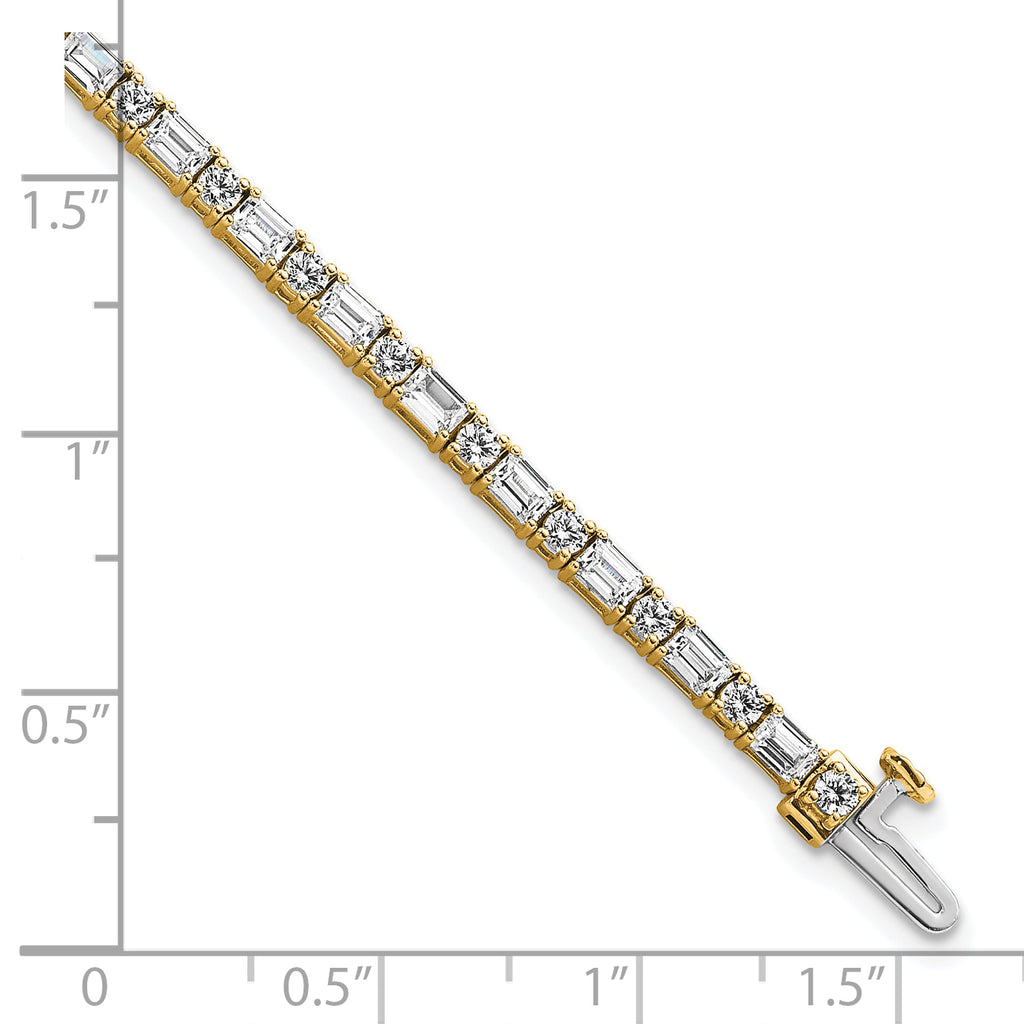 14k 5 carat Certified Lab Grown Diamond VS+ F+ Complete Emerald and Round Tennis Bracelet, IGI Jewel - Sophia Jewelers