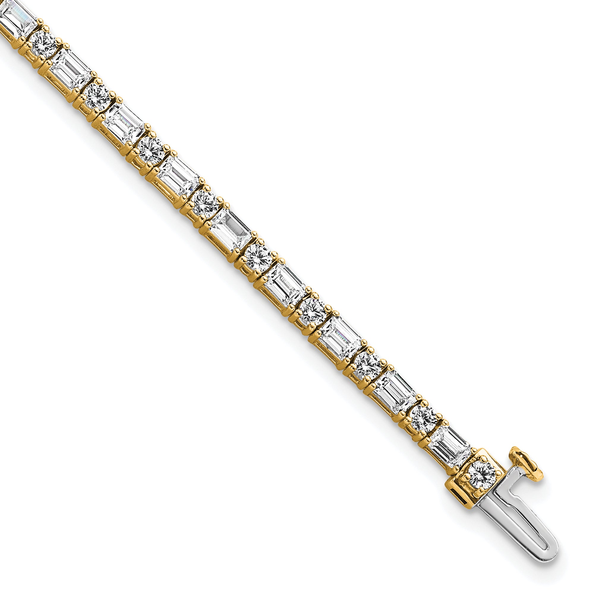 14k 4 7/8 carat Lab Grown Diamond VS/SI+ G+ Complete Emerald and Round Tennis Bracelet - Sophia Jewelers Main image