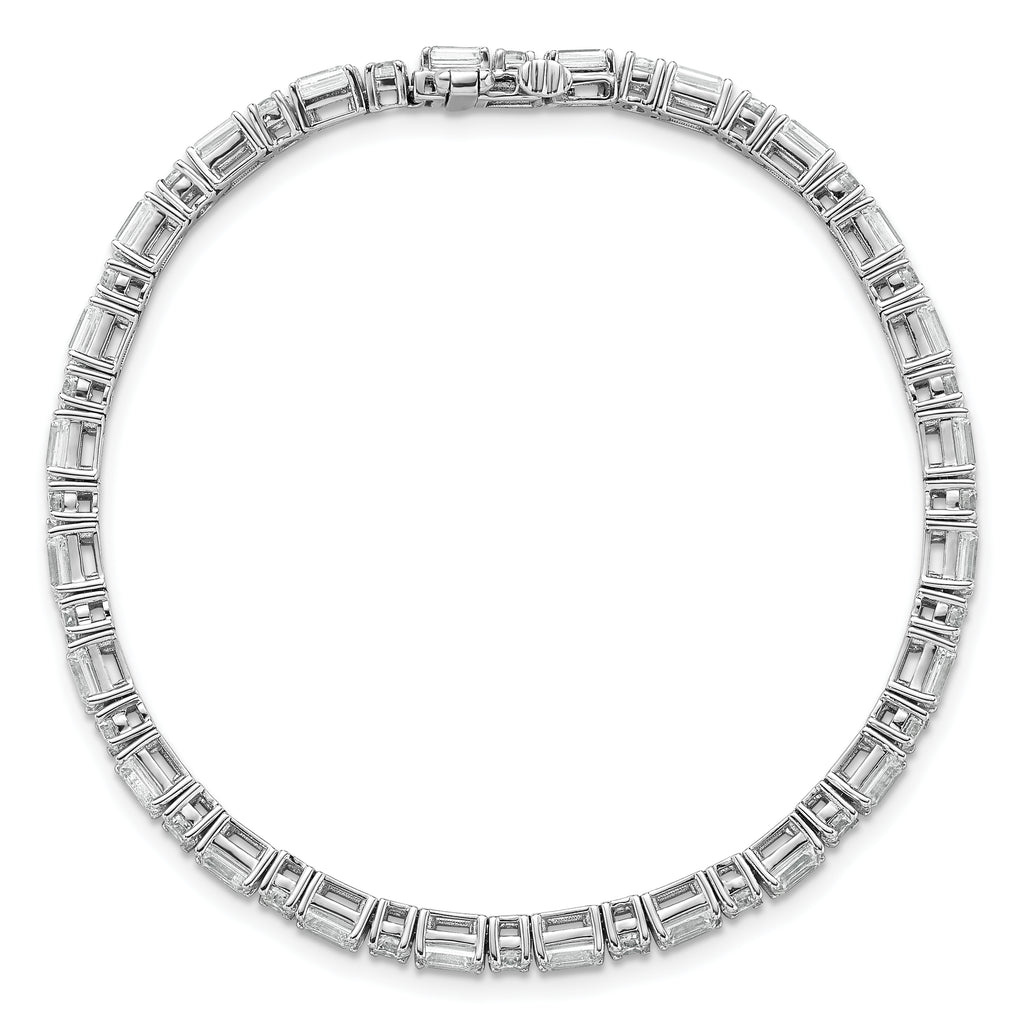 14k White Gold 7 carat Certified Lab Grown Diamond VS+ F+ Complete Emerald and Round Tennis Bracelet - Sophia Jewelers