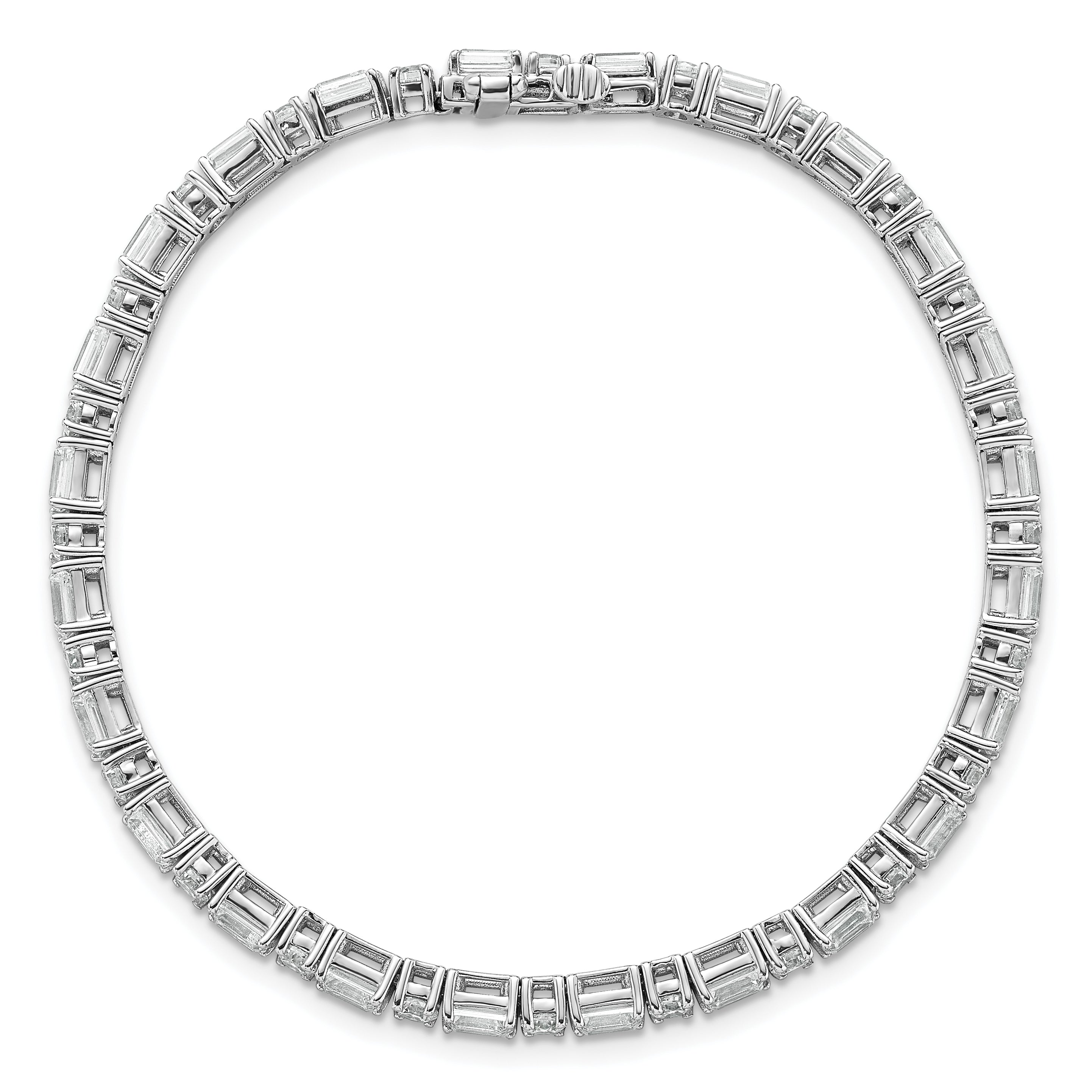 14k White Gold 7 carat Certified Lab Grown Diamond VS+ F+ Complete Emerald and Round Tennis Bracelet - Sophia Jewelers