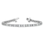 14k White Gold 7 carat Certified Lab Grown Diamond VS+ F+ Complete Emerald and Round Tennis Bracelet - Sophia Jewelers