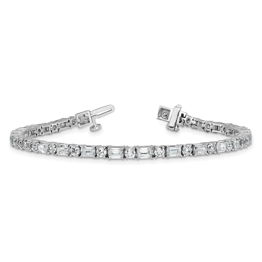 14k White Gold 7 carat Certified Lab Grown Diamond VS/SI+ G+ Complete Emerald and Round Tennis Brace - Sophia Jewelers