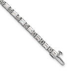 14k White Gold 7 carat Lab Grown Diamond VS+ F+ Complete Emerald and Round Tennis Bracelet - Sophia Jewelers