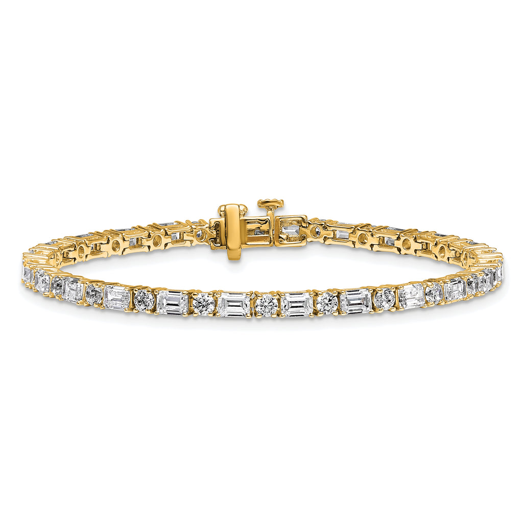 14k 7 carat Lab Grown Diamond VS/SI+ G+ Complete Emerald and Round Tennis Bracelet - Sophia Jewelers