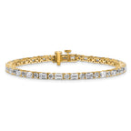 14k 7 carat Certified Lab Grown Diamond VS/SI+ G+ Complete Emerald and Round Tennis Bracelet - Sophia Jewelers