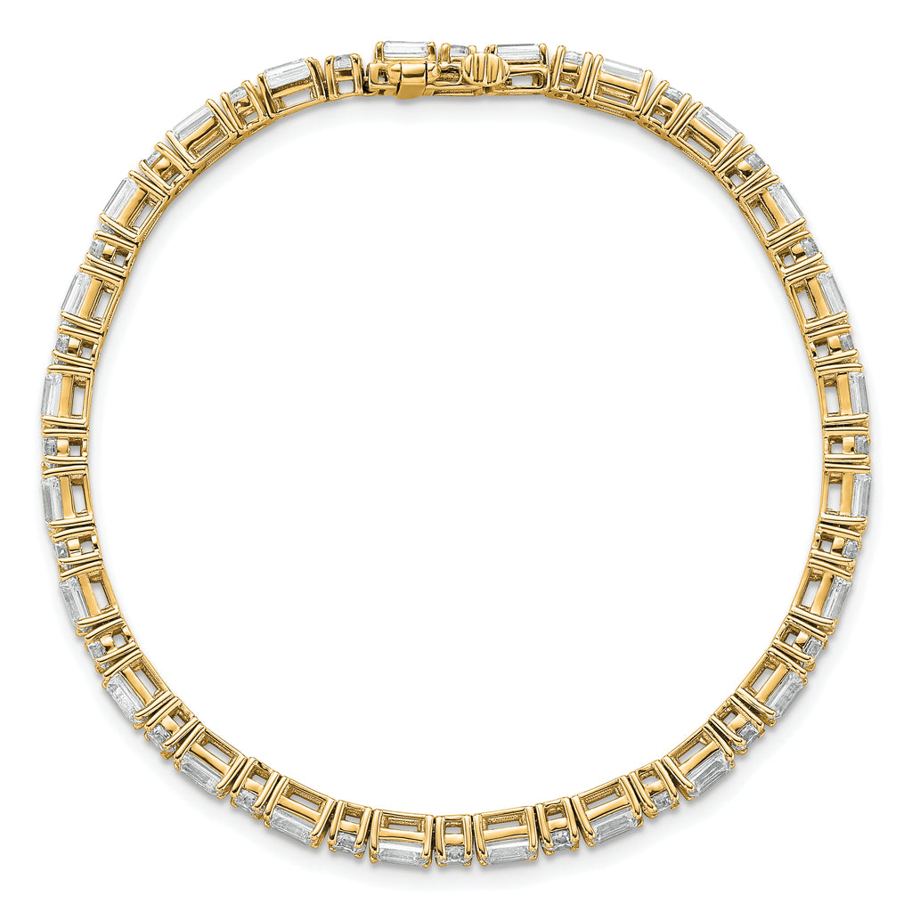 14k 7 carat Lab Grown Diamond VS/SI+ G+ Complete Emerald and Round Tennis Bracelet - Sophia Jewelers