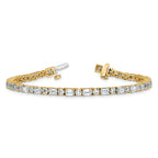 14k 7 carat Lab Grown Diamond VS+ F+ Complete Emerald and Round Tennis Bracelet - Sophia Jewelers