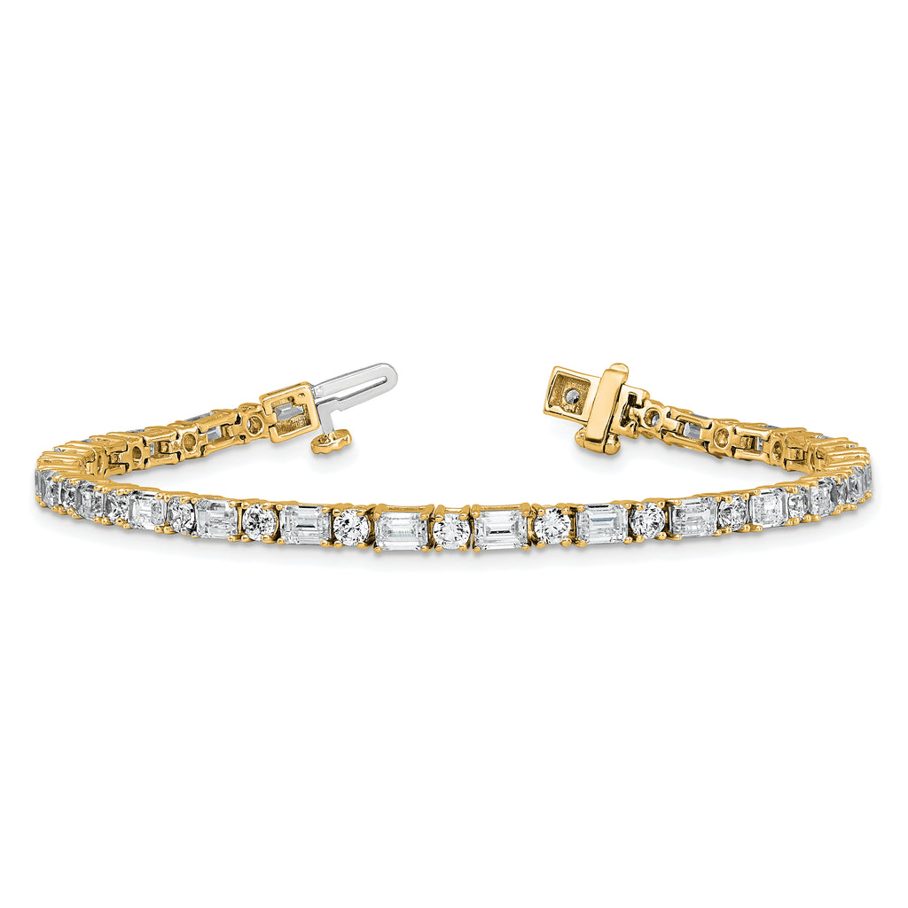 14k 7 carat Lab Grown Diamond VS/SI+ G+ Complete Emerald and Round Tennis Bracelet - Sophia Jewelers