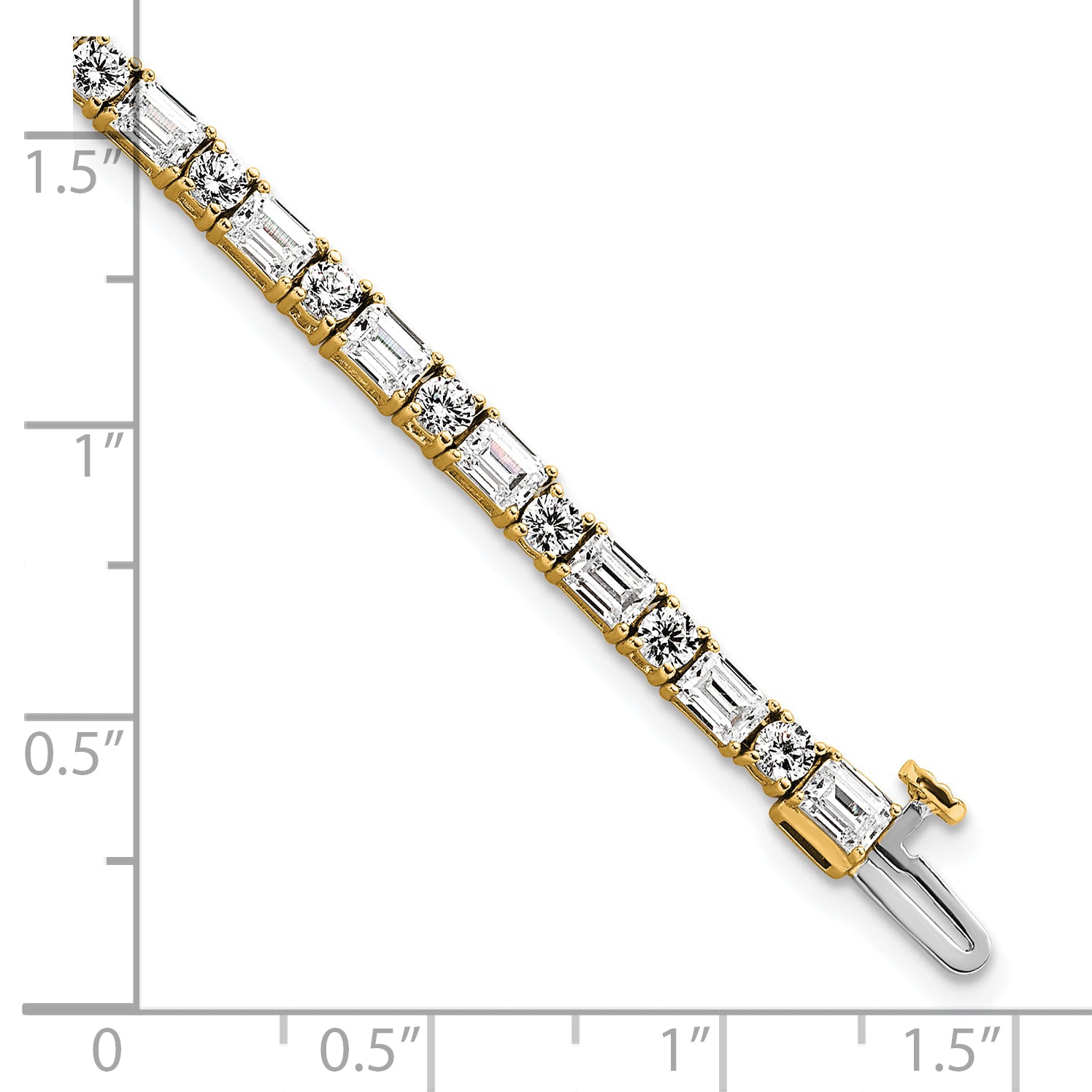 14k 7 carat Lab Grown Diamond VS+ F+ Complete Emerald and Round Tennis Bracelet - Sophia Jewelers