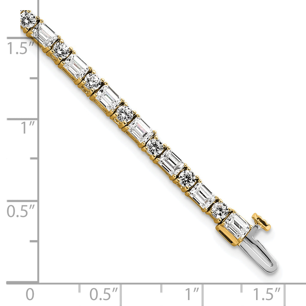 14k 7 carat Lab Grown Diamond VS/SI+ G+ Complete Emerald and Round Tennis Bracelet - Sophia Jewelers