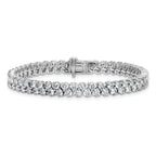 14k White Gold 10 1/2 carat Lab Grown Diamond VS/SI+ G+ Complete Round Double Row Tennis Bracelet - Sophia Jewelers