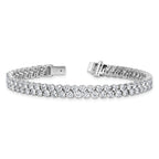14k White Gold 10 1/2 carat Lab Grown Diamond VS/SI+ G+ Complete Round Double Row Tennis Bracelet - Sophia Jewelers
