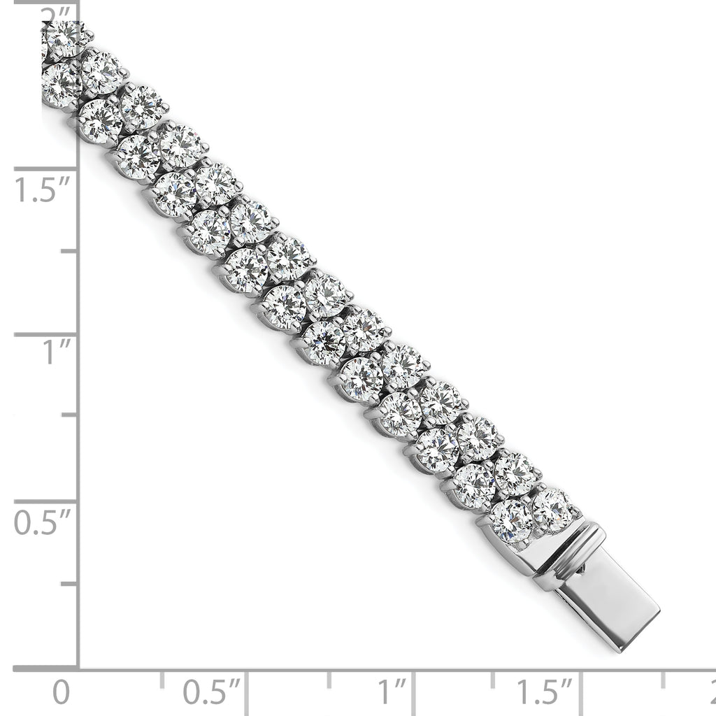 14k White Gold 10 1/2 carat Lab Grown Diamond VS/SI+ G+ Complete Round Double Row Tennis Bracelet - Sophia Jewelers