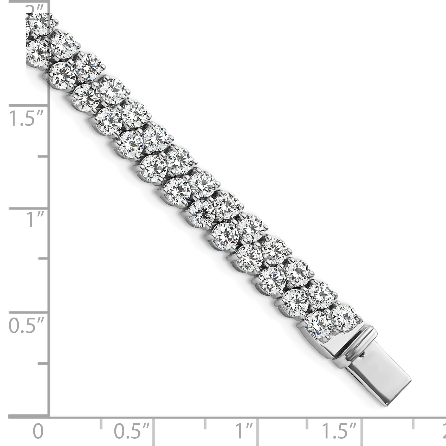 14k White Gold 10 1/2 carat Lab Grown Diamond VS/SI+ G+ Complete Round Double Row Tennis Bracelet - Sophia Jewelers