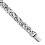 14k White Gold 10 1/2 carat Lab Grown Diamond VS+ F+ Complete Round Double Row Tennis Bracelet - Sophia Jewelers