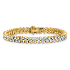 14k 10 1/2 carat Lab Grown Diamond VS+ F+ Complete Round Double Row Tennis Bracelet - Sophia Jewelers