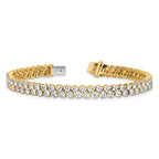 14k 10 1/2 carat Lab Grown Diamond VS+ F+ Complete Round Double Row Tennis Bracelet - Sophia Jewelers