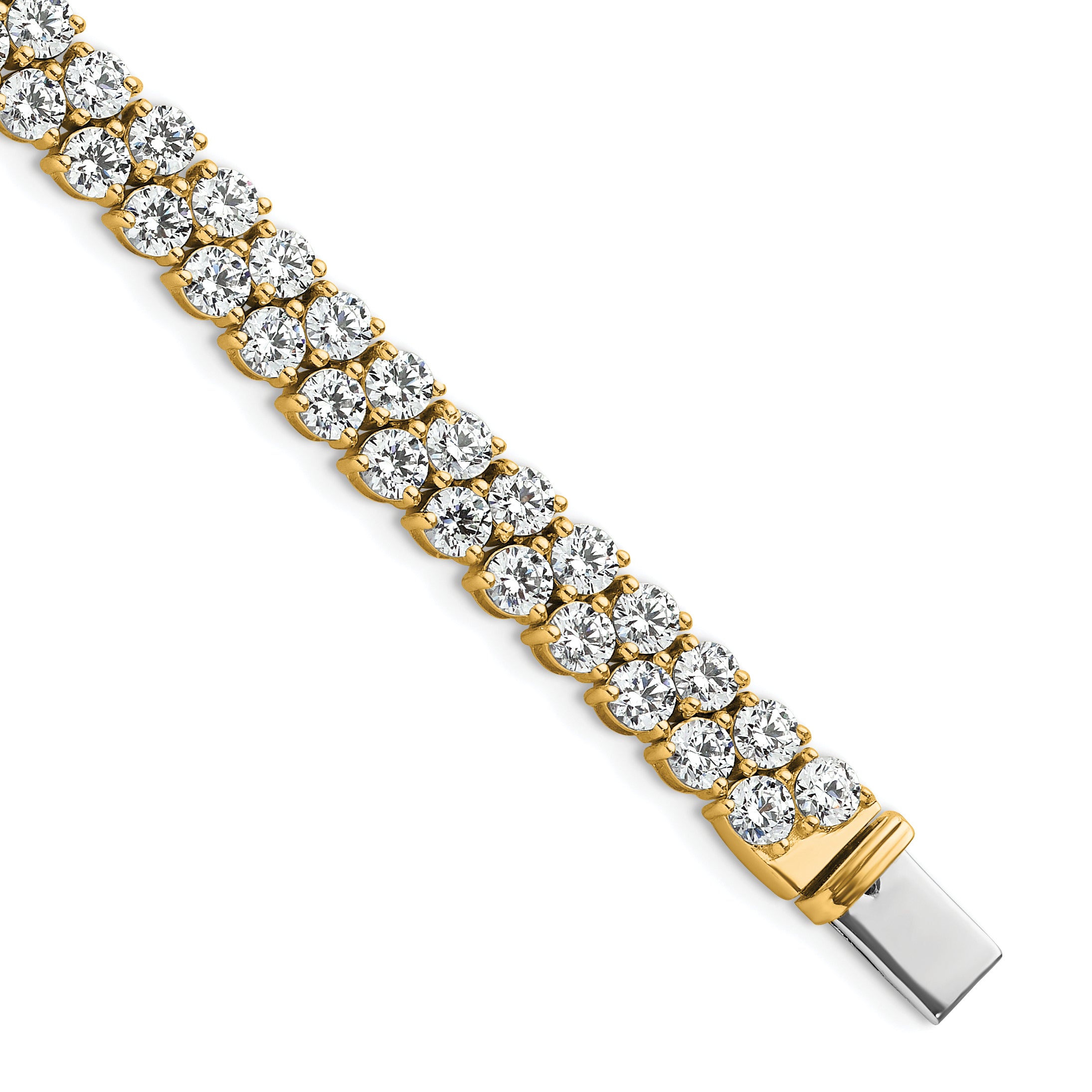 14k 10 1/2 carat Lab Grown Diamond VS/SI+ G+ Complete Round Double Row Tennis Bracelet - Sophia Jewelers
