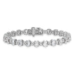 14k White Gold 11 carat Lab Grown Diamond VS/SI+ G+ Complete Oval and Round Tennis Bracelet - Sophia Jewelers