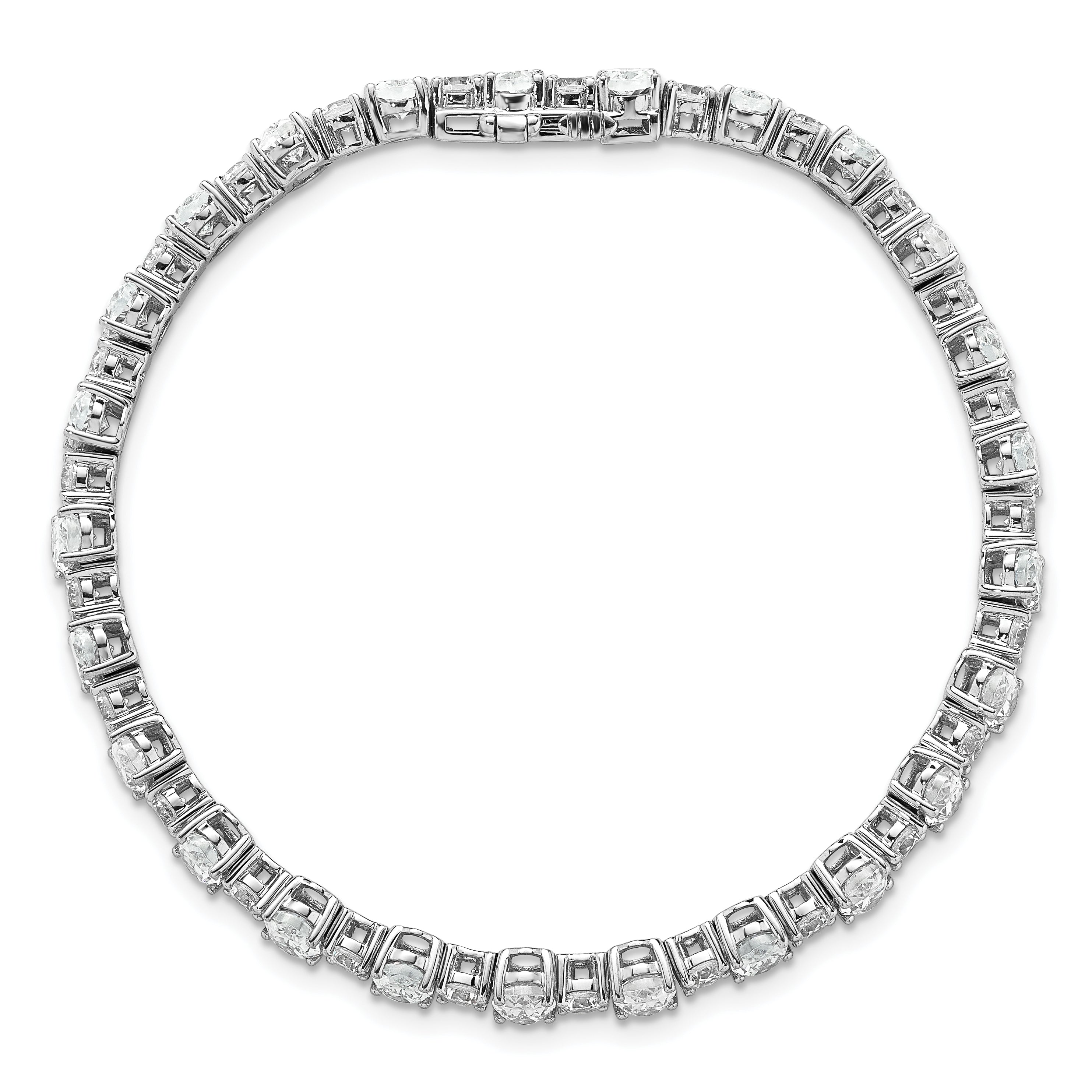 14k White Gold 11 carat Lab Grown Diamond VS/SI+ G+ Complete Oval and Round Tennis Bracelet - Sophia Jewelers