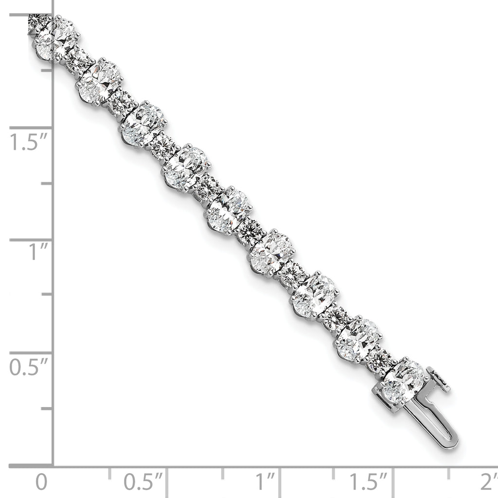 14k White Gold 11 carat Lab Grown Diamond VS/SI+ G+ Complete Oval and Round Tennis Bracelet - Sophia Jewelers