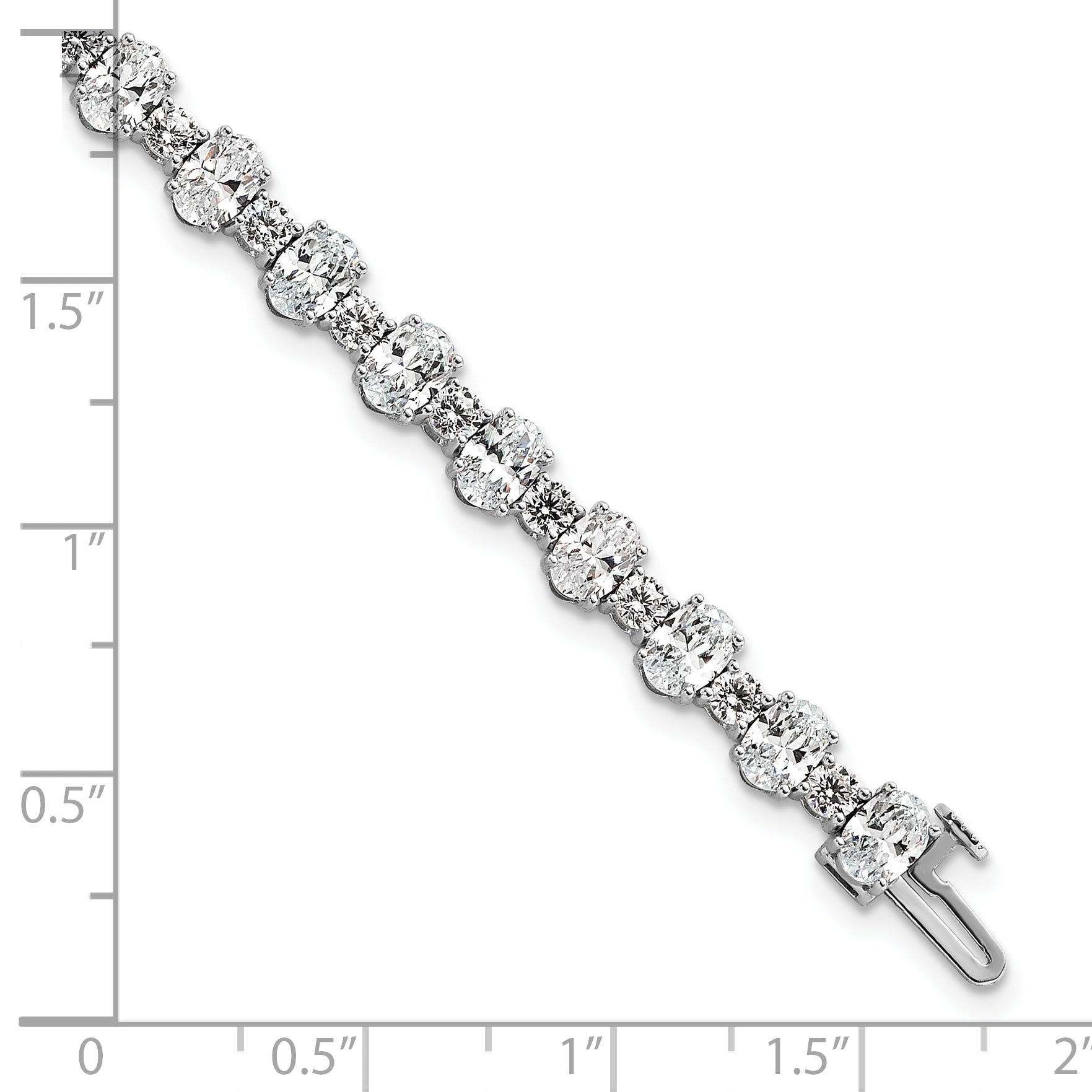 14k White Gold 11 carat Lab Grown Diamond VS/SI+ G+ Complete Oval and Round Tennis Bracelet - Sophia Jewelers