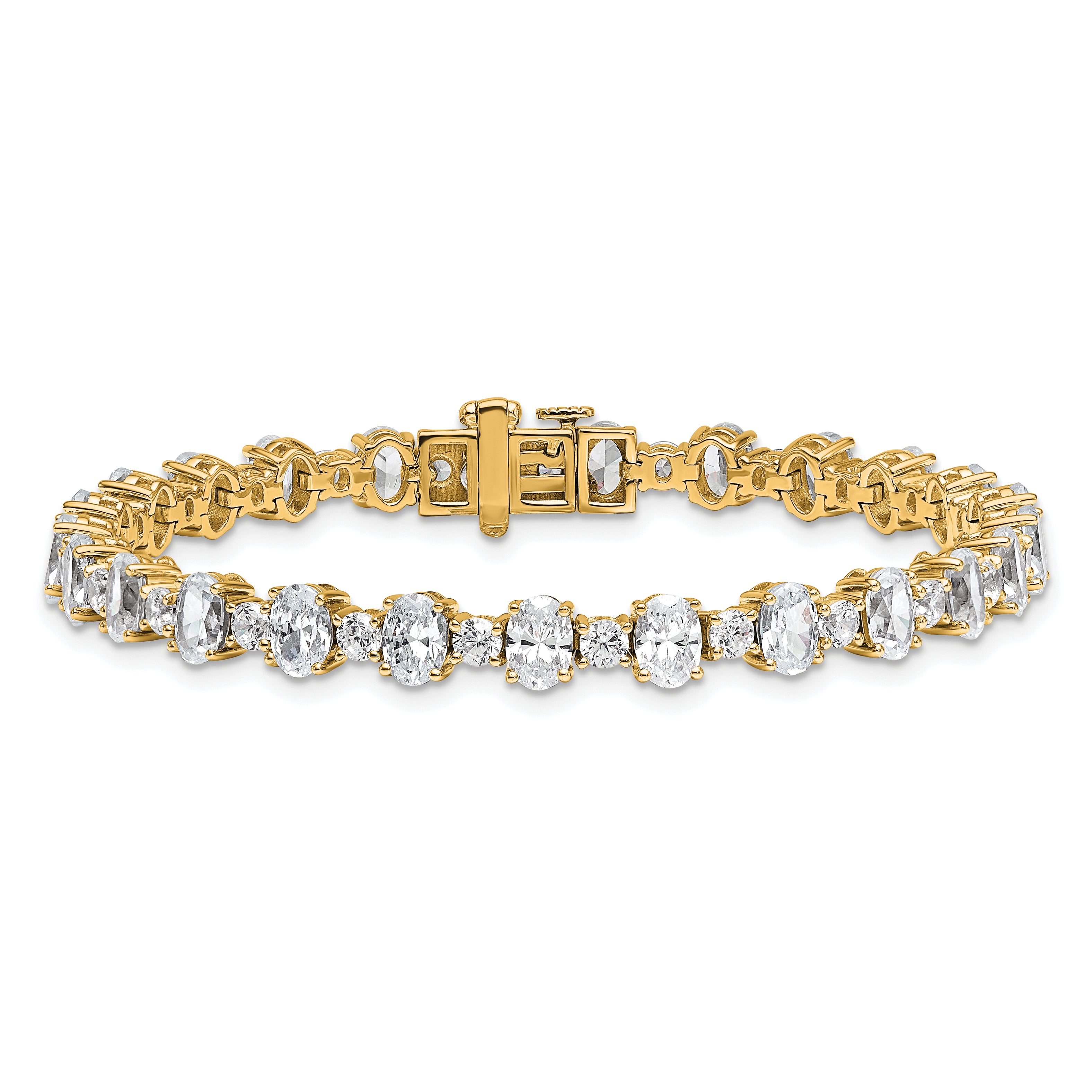 14k 11 carat Lab Grown Diamond VS+ F+ Complete Oval and Round Tennis Bracelet - Sophia Jewelers