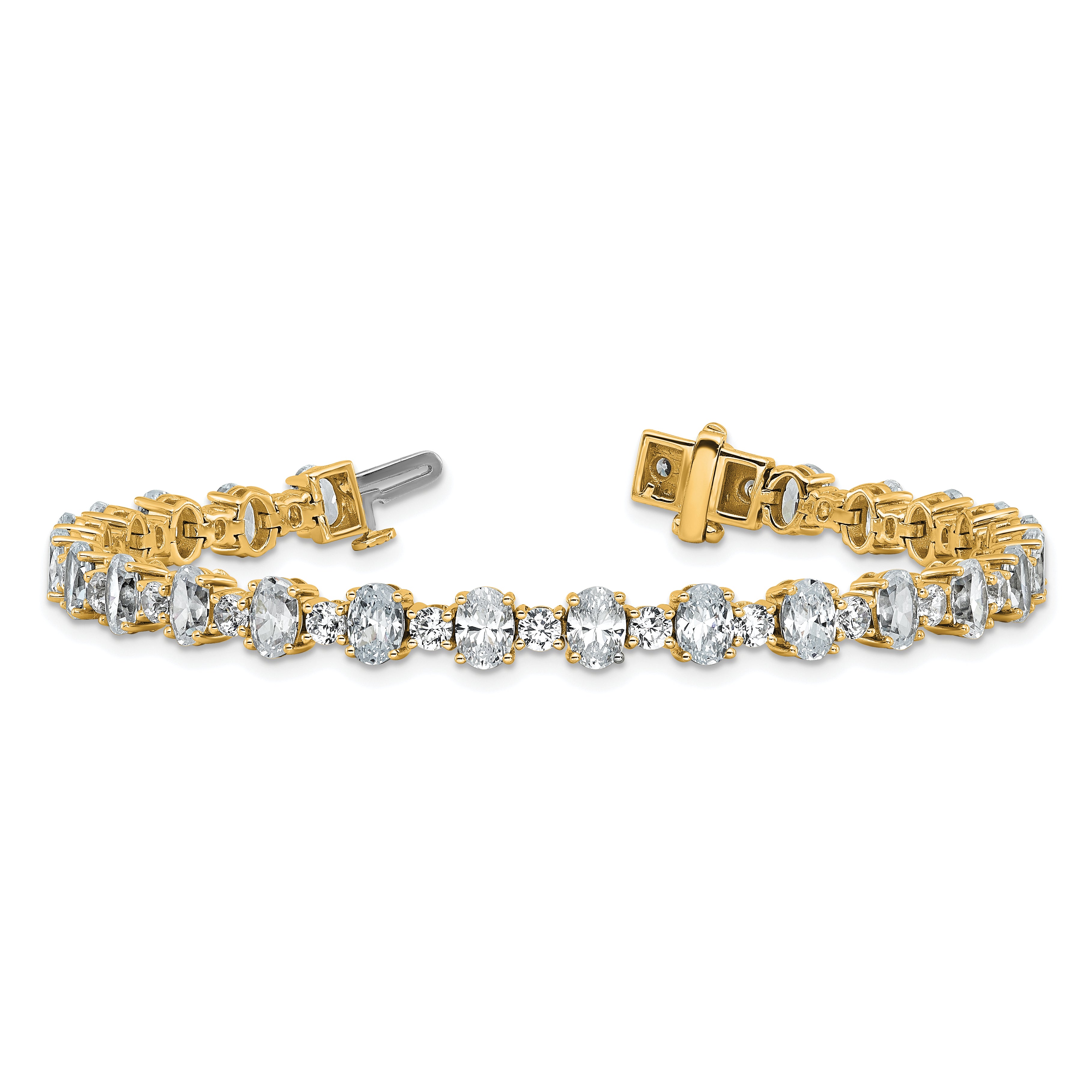 14k 11 carat Lab Grown Diamond VS/SI+ G+ Complete Oval and Round Tennis Bracelet - Sophia Jewelers