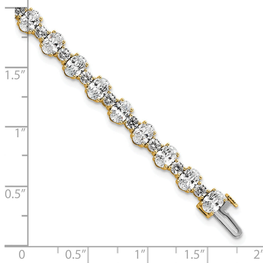 14k 11 carat Lab Grown Diamond VS+ F+ Complete Oval and Round Tennis Bracelet - Sophia Jewelers
