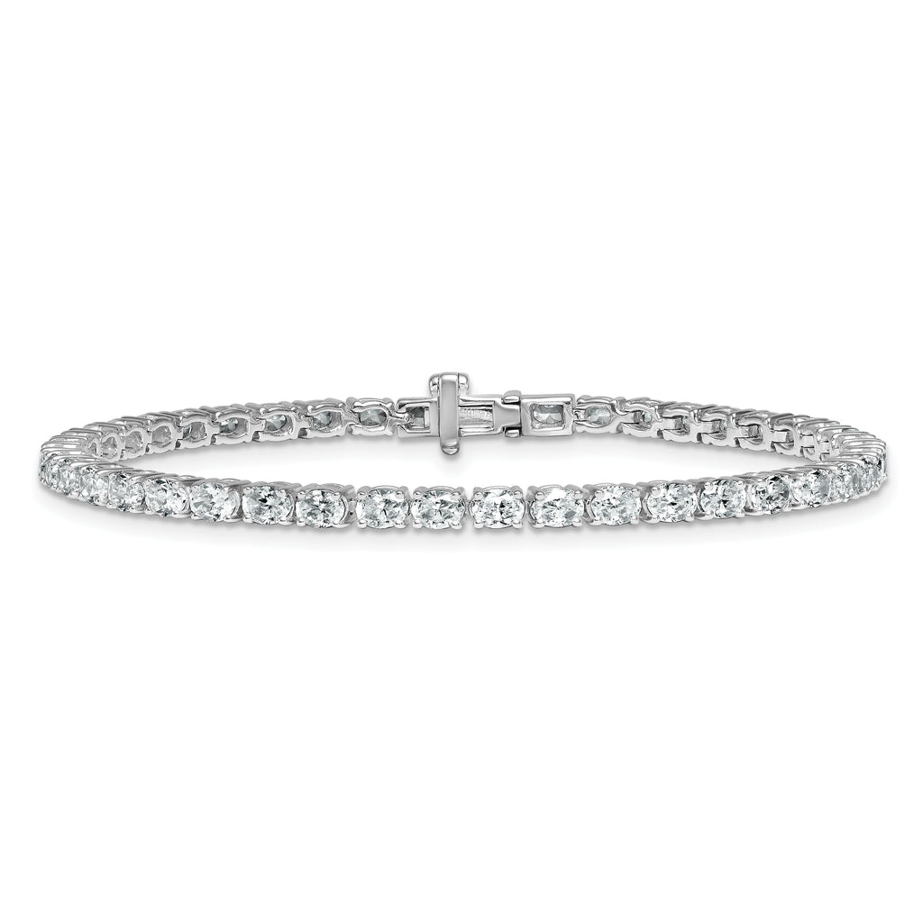 14k White Gold 5 carat Lab Grown Diamond VS/SI+ G+ Complete Oval Tennis Bracelet - Sophia Jewelers