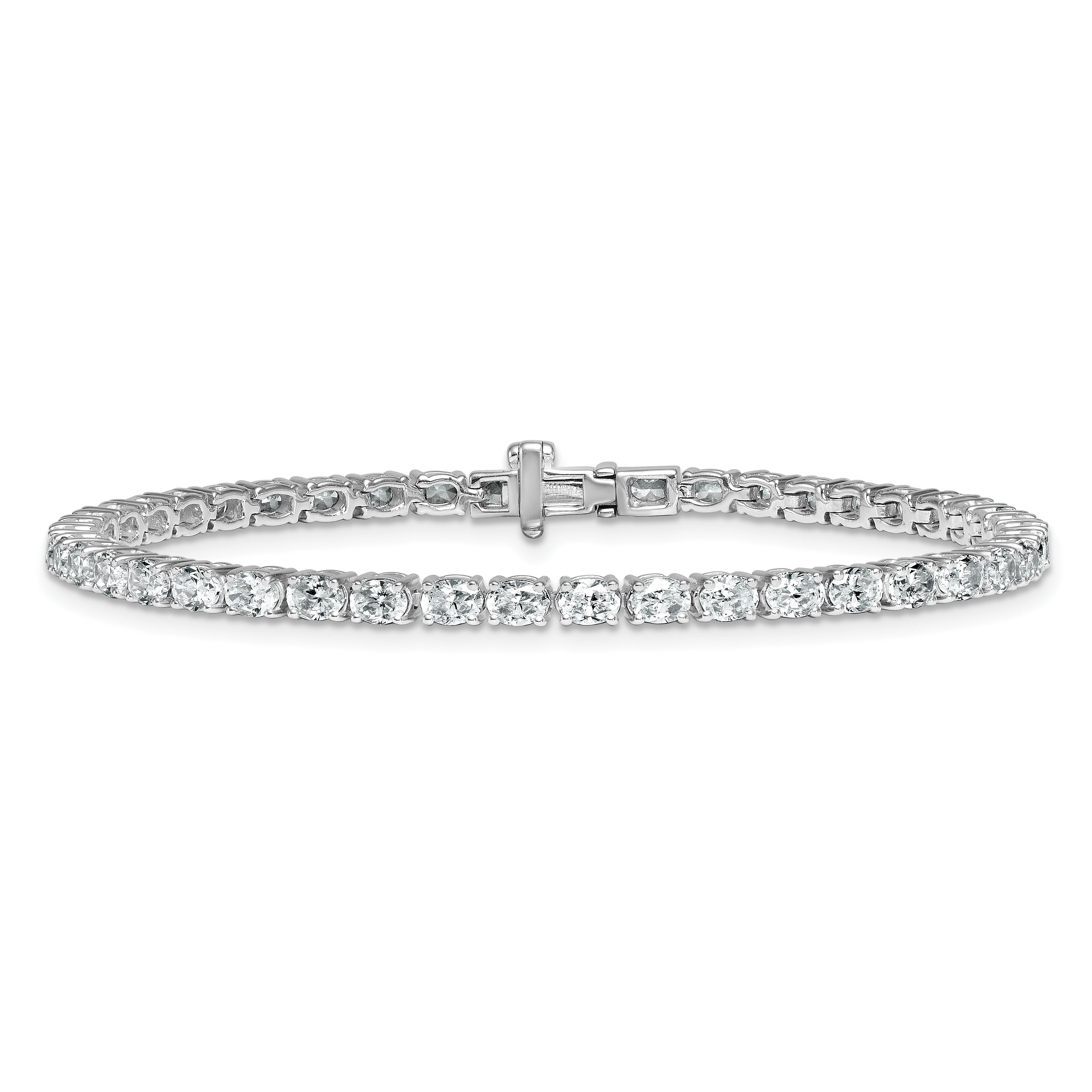 14k White Gold 5 carat Lab Grown Diamond VS/SI+ G+ Complete Oval Tennis Bracelet - Sophia Jewelers