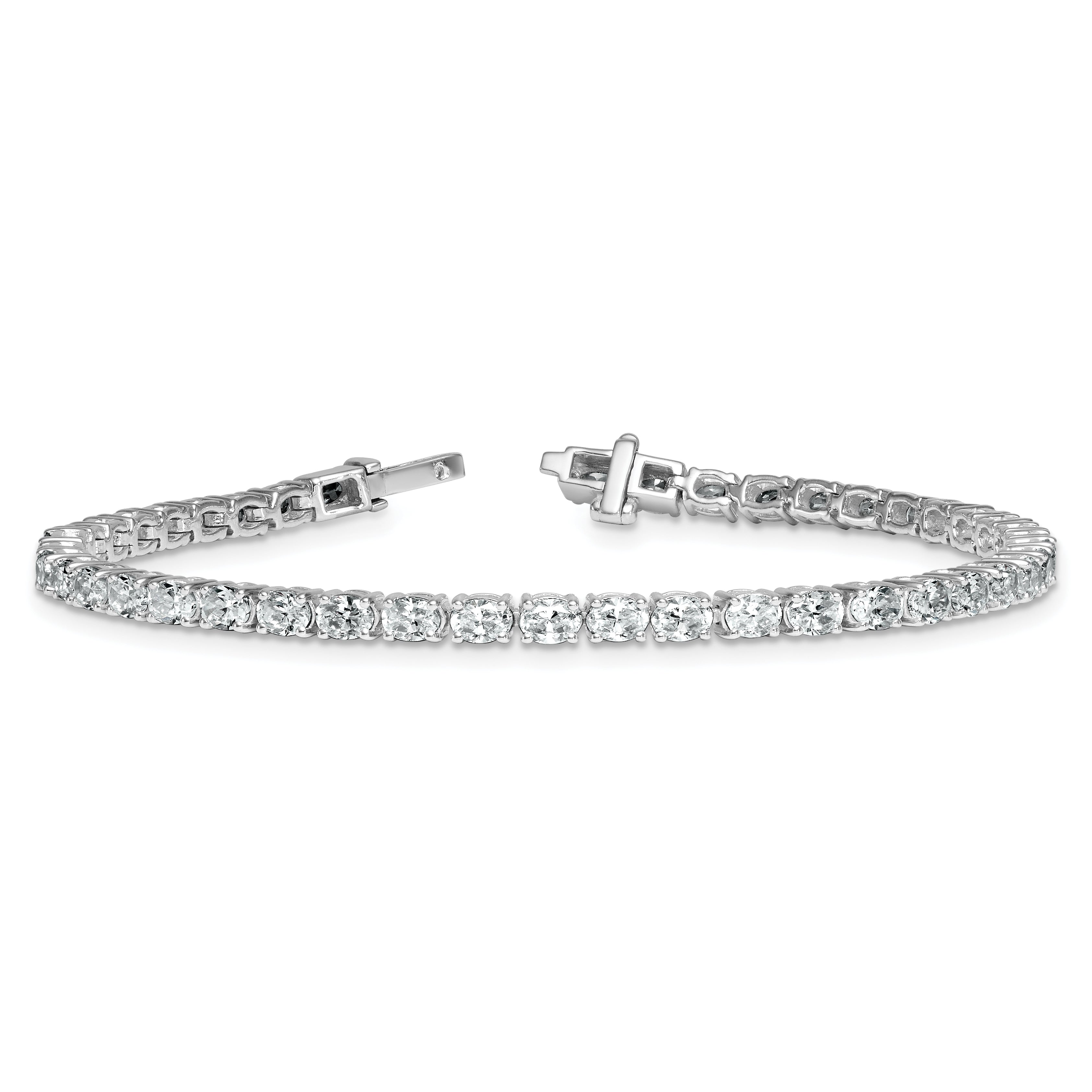 14k White Gold 5 carat Lab Grown Diamond VS/SI+ G+ Complete Oval Tennis Bracelet - Sophia Jewelers