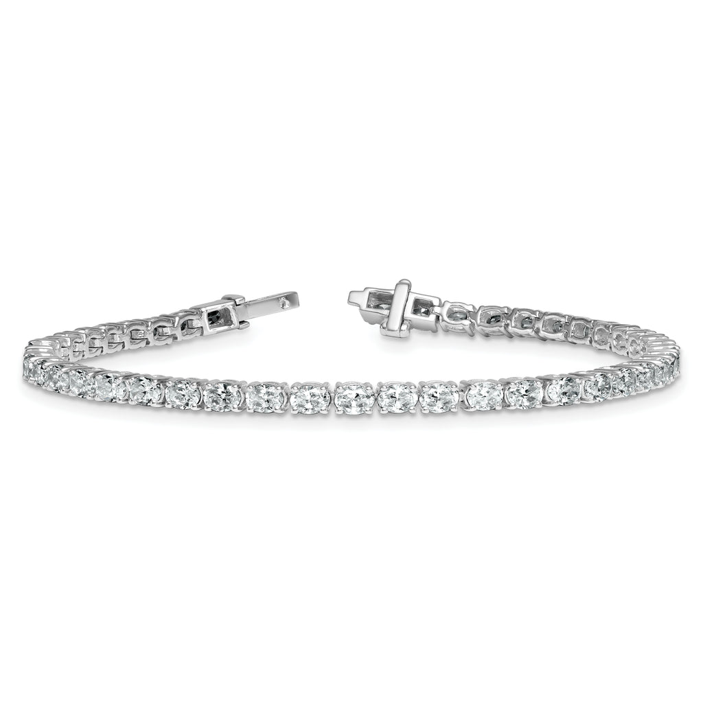 14k White Gold 5 carat Lab Grown Diamond VS+ F+ Complete Oval Tennis Bracelet - Sophia Jewelers
