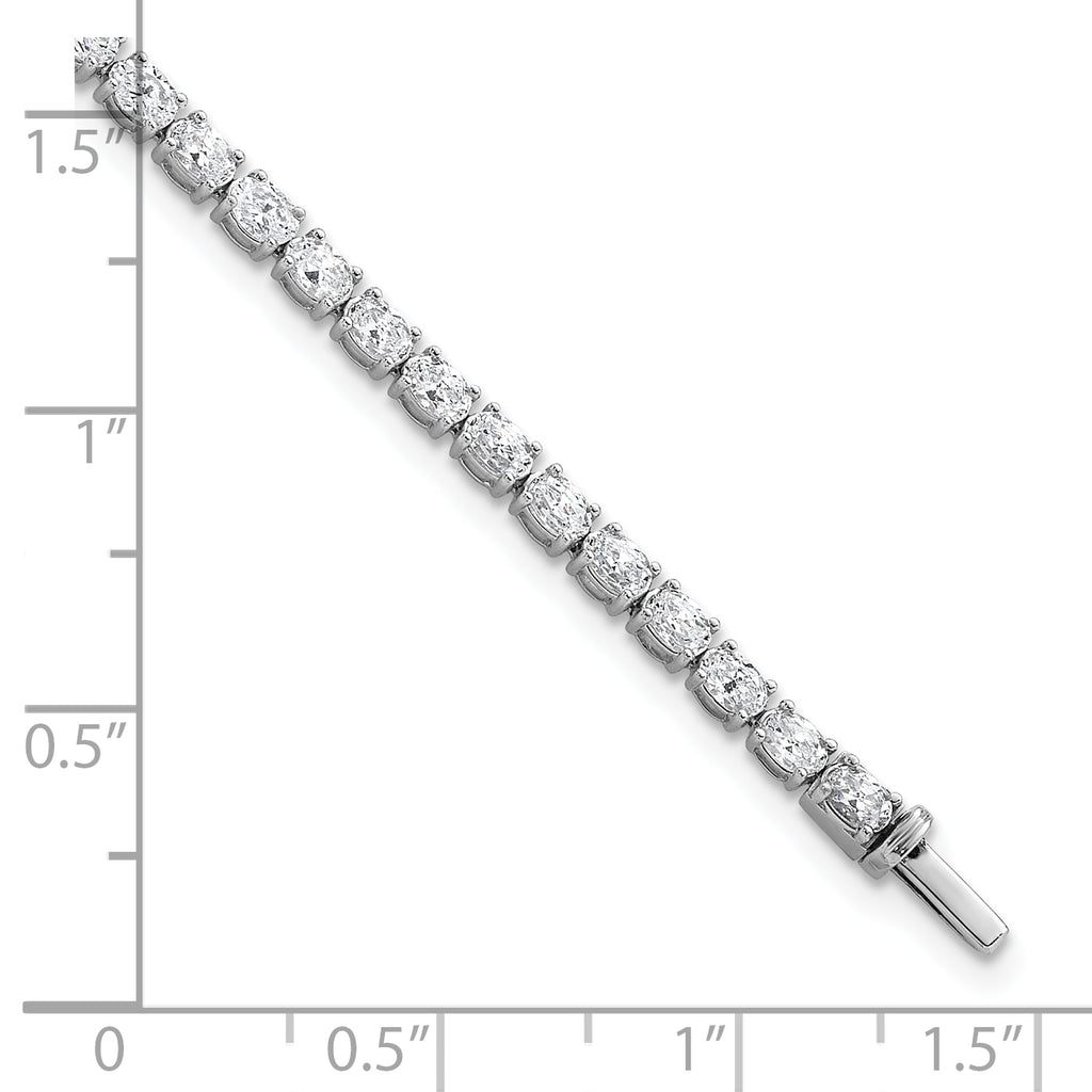 14k White Gold 5 carat Lab Grown Diamond VS+ F+ Complete Oval Tennis Bracelet - Sophia Jewelers