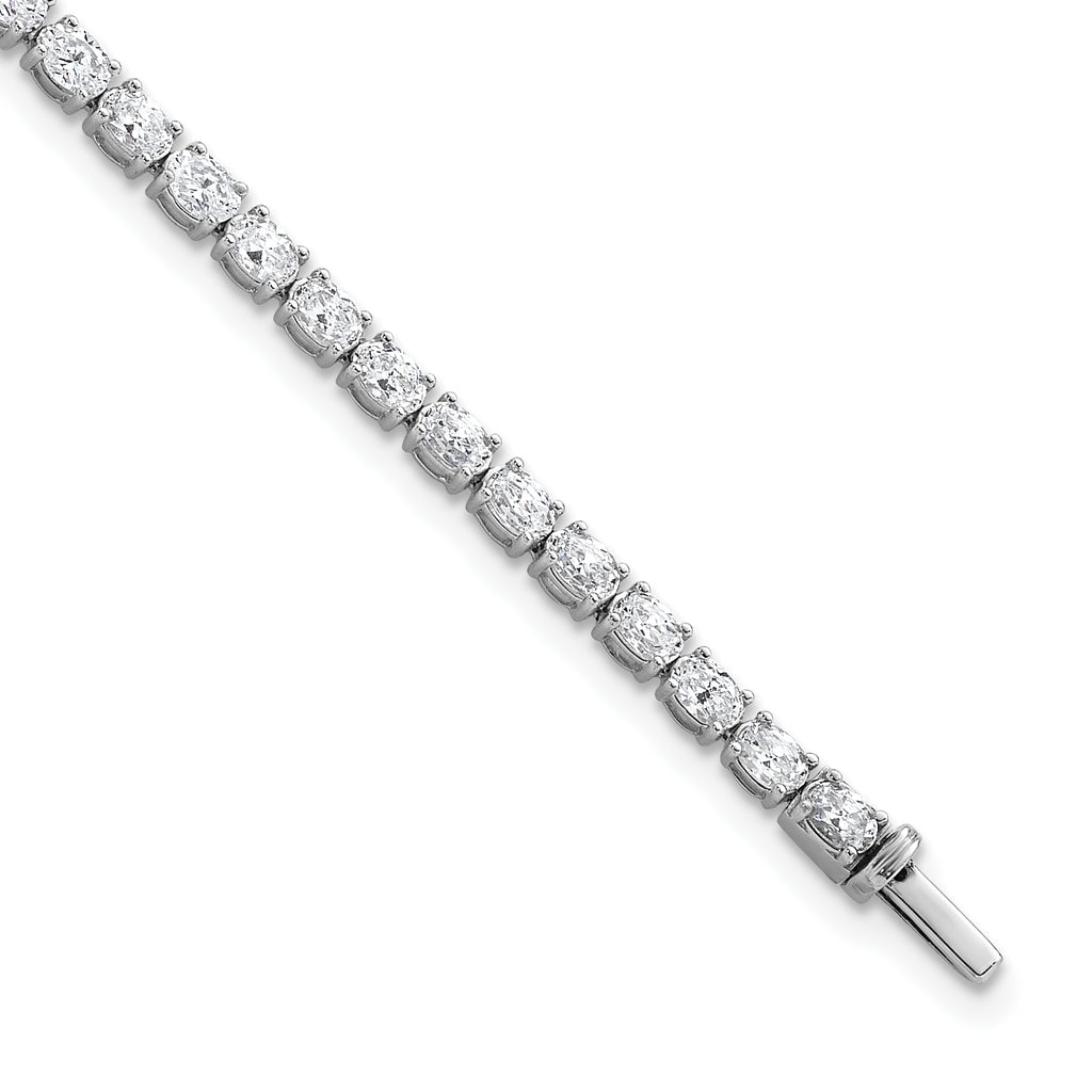 14k White Gold 5 carat Lab Grown Diamond VS/SI+ G+ Complete Oval Tennis Bracelet - Sophia Jewelers