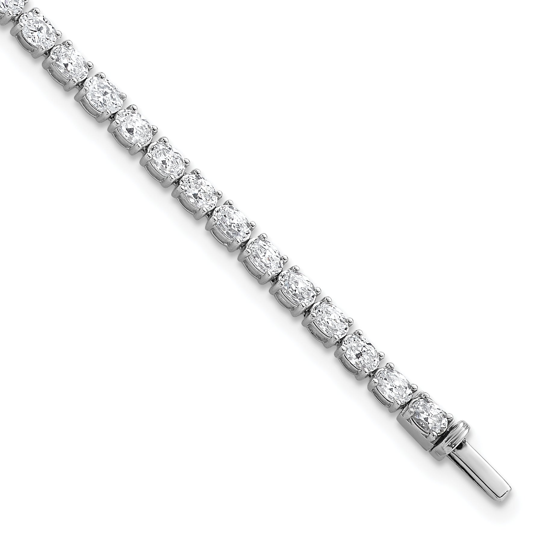 14k White Gold 5 carat Lab Grown Diamond VS+ F+ Complete Oval Tennis Bracelet - Sophia Jewelers