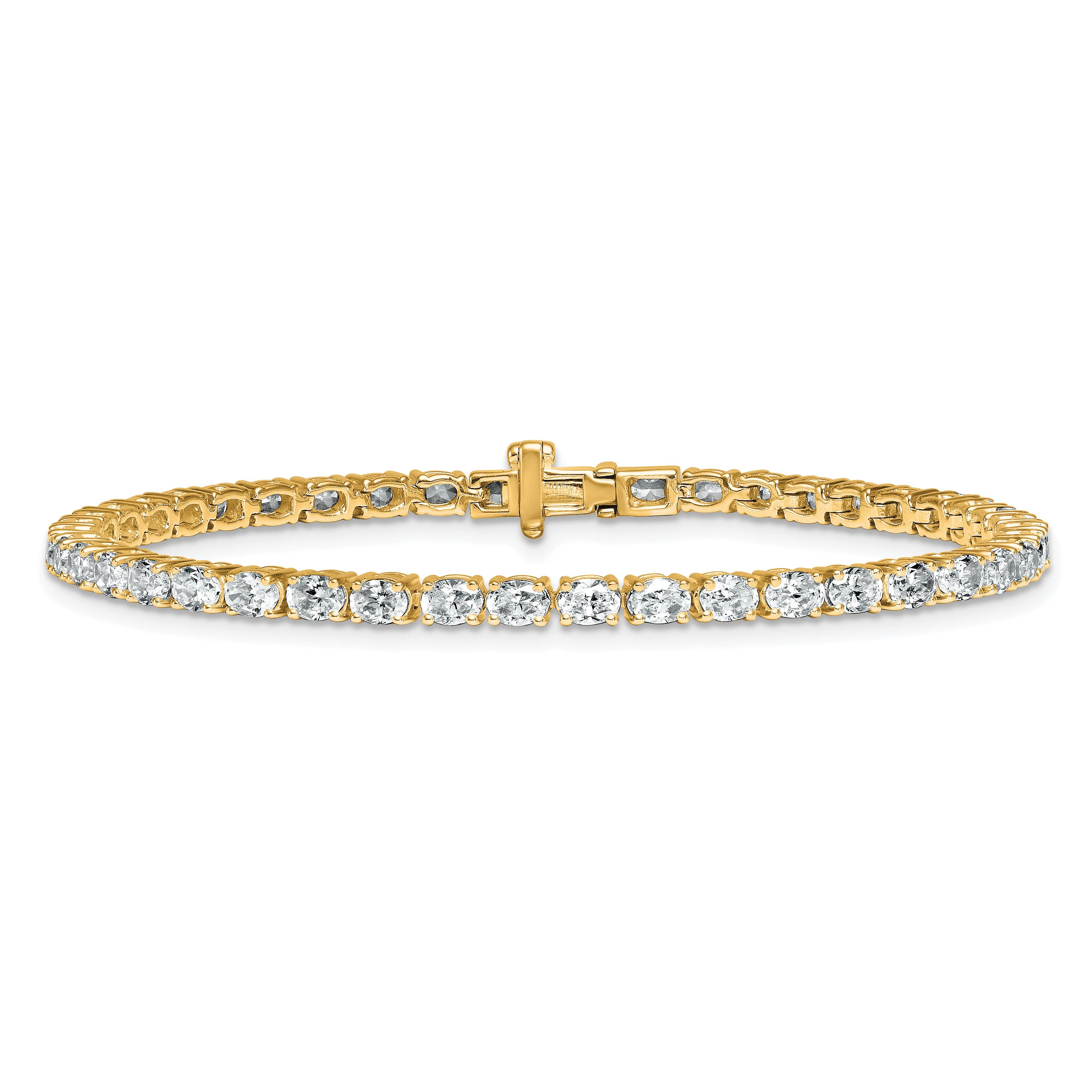 14k 5 carat Lab Grown Diamond VS+ F+ Complete Oval Tennis Bracelet - Sophia Jewelers