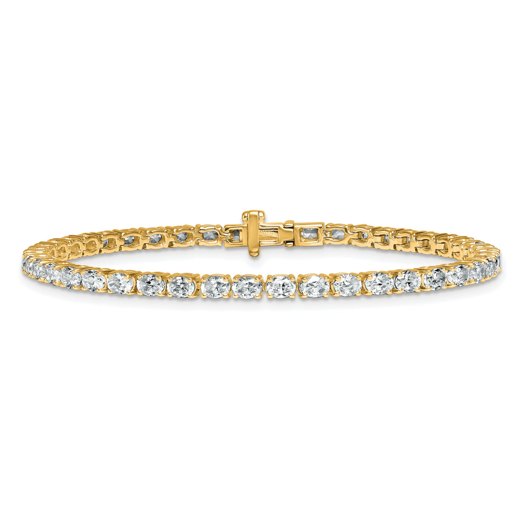 14k 5 carat Lab Grown Diamond VS/SI+ G+ Complete Oval Tennis Bracelet - Sophia Jewelers